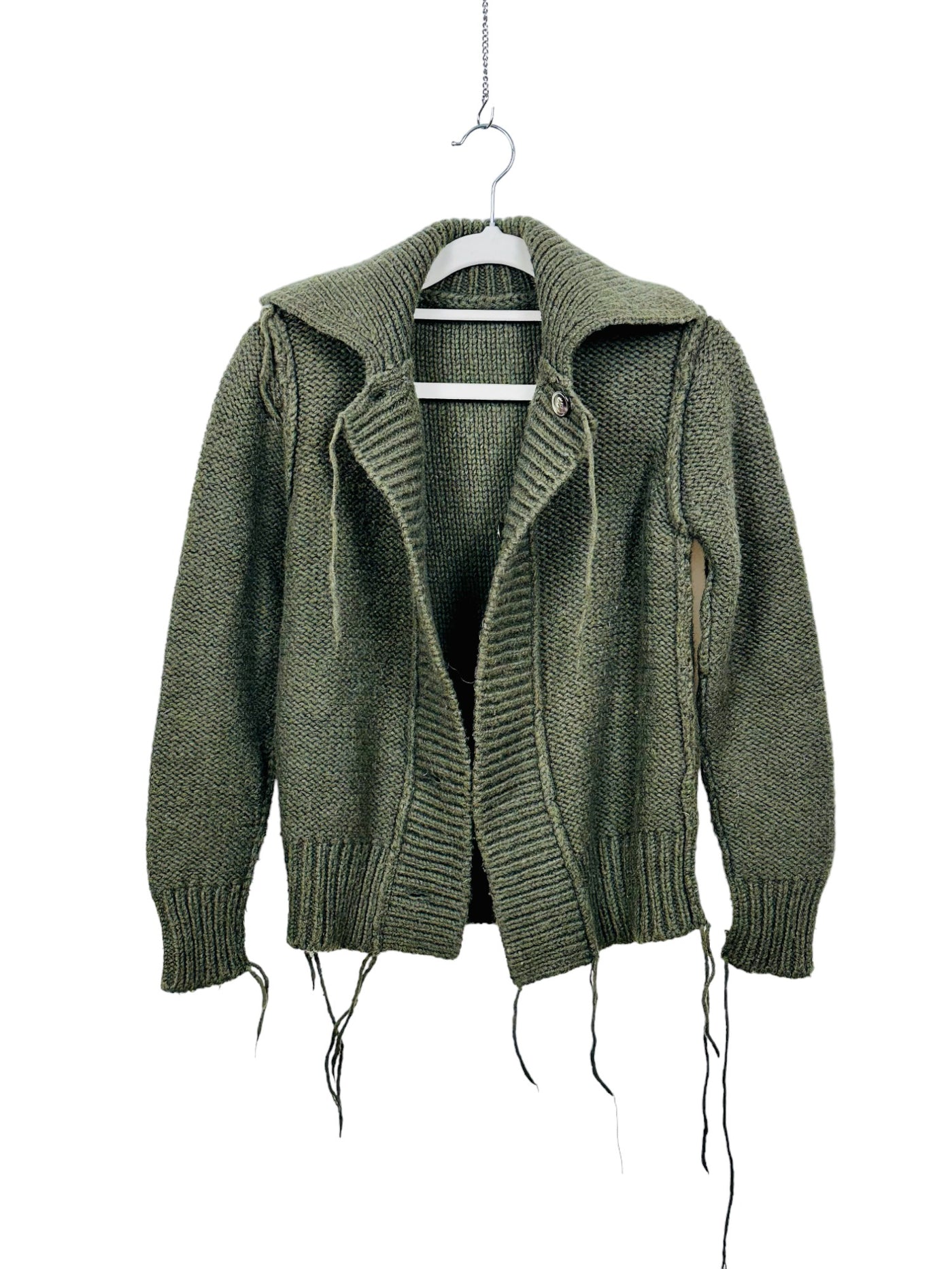 Navy Green Wool Cardigan