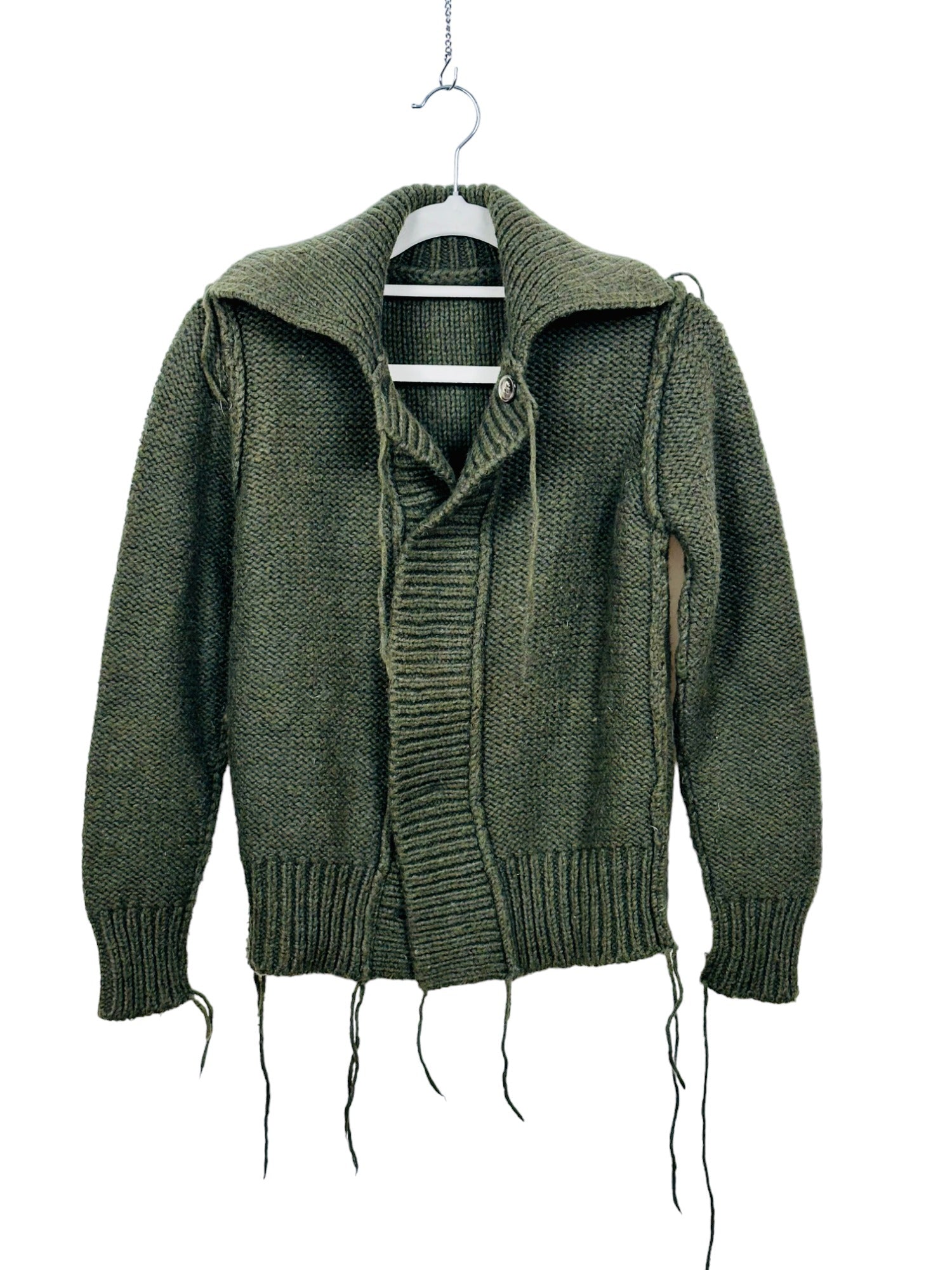 Navy Green Wool Cardigan