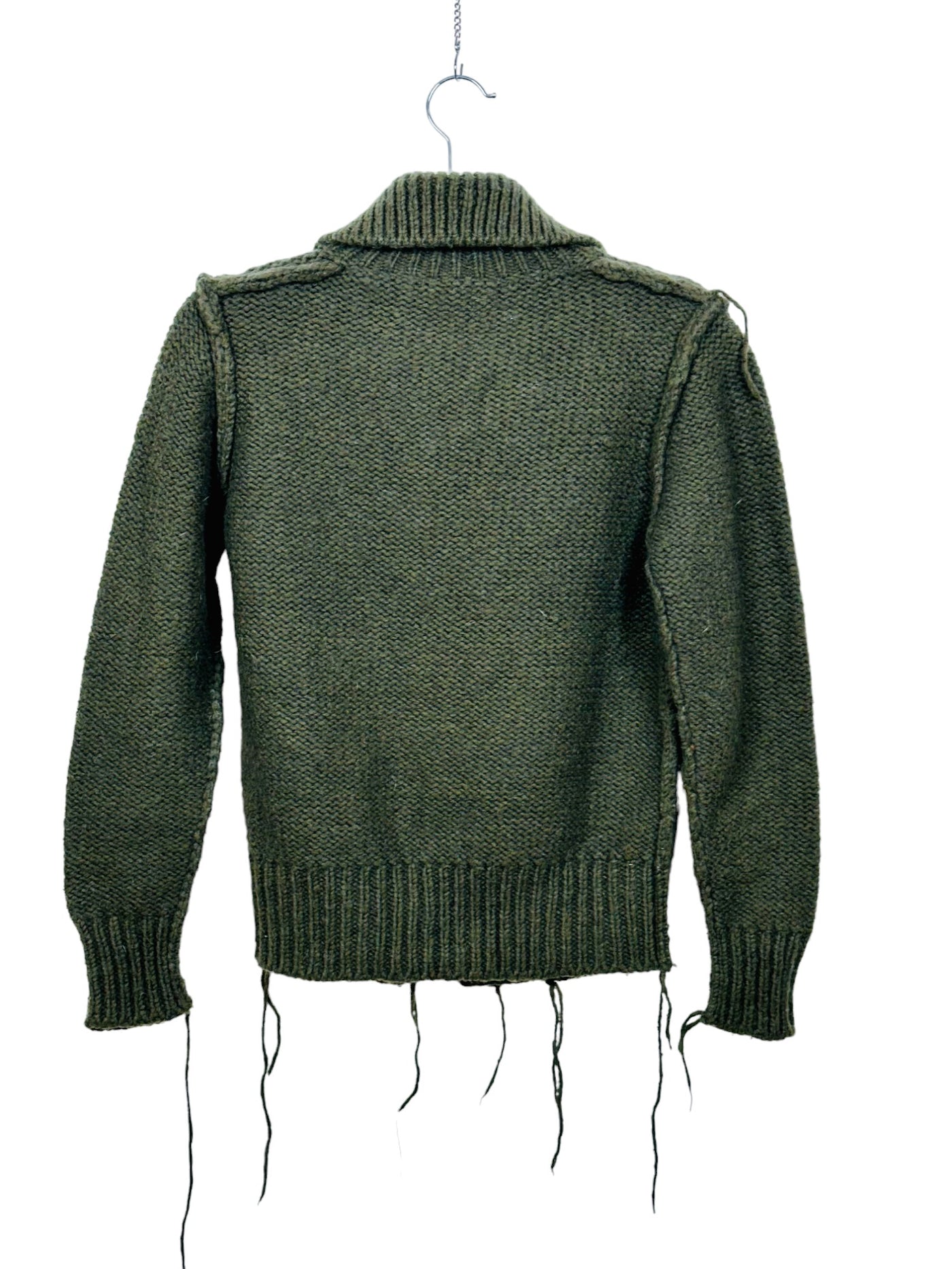 Navy Green Wool Cardigan