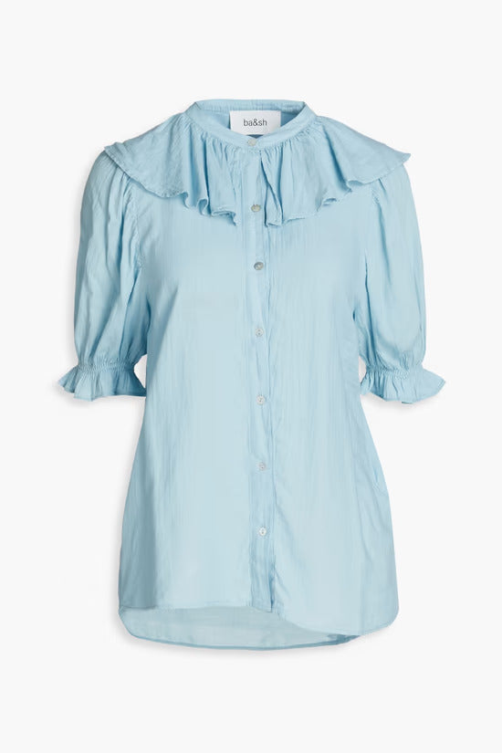 BA&SH Tamaris ruffle-trimmed cotton-twill blouse